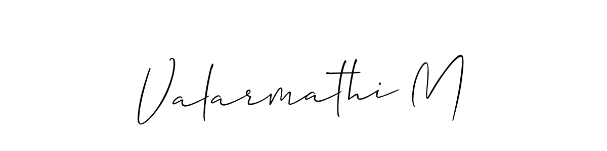 This is the best signature style for the Valarmathi M name. Also you like these signature font (Allison_Script). Mix name signature. Valarmathi M signature style 2 images and pictures png