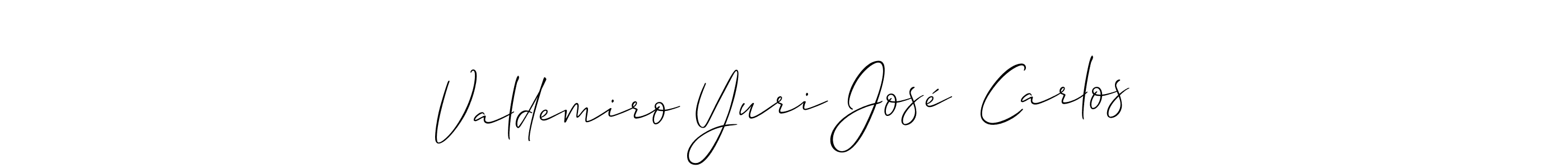 This is the best signature style for the Valdemiro Yuri José  Carlos name. Also you like these signature font (Allison_Script). Mix name signature. Valdemiro Yuri José  Carlos signature style 2 images and pictures png