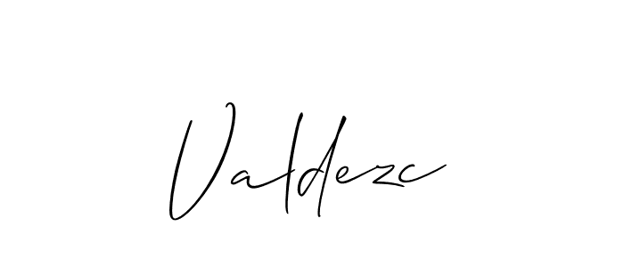 Design your own signature with our free online signature maker. With this signature software, you can create a handwritten (Allison_Script) signature for name Valdezc. Valdezc signature style 2 images and pictures png