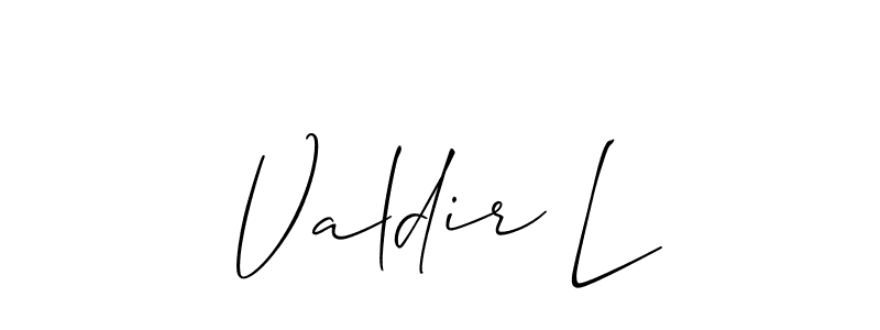Valdir L stylish signature style. Best Handwritten Sign (Allison_Script) for my name. Handwritten Signature Collection Ideas for my name Valdir L. Valdir L signature style 2 images and pictures png