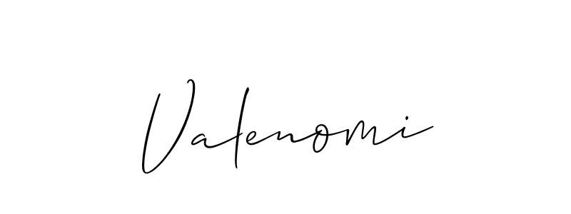 Create a beautiful signature design for name Valenomi. With this signature (Allison_Script) fonts, you can make a handwritten signature for free. Valenomi signature style 2 images and pictures png