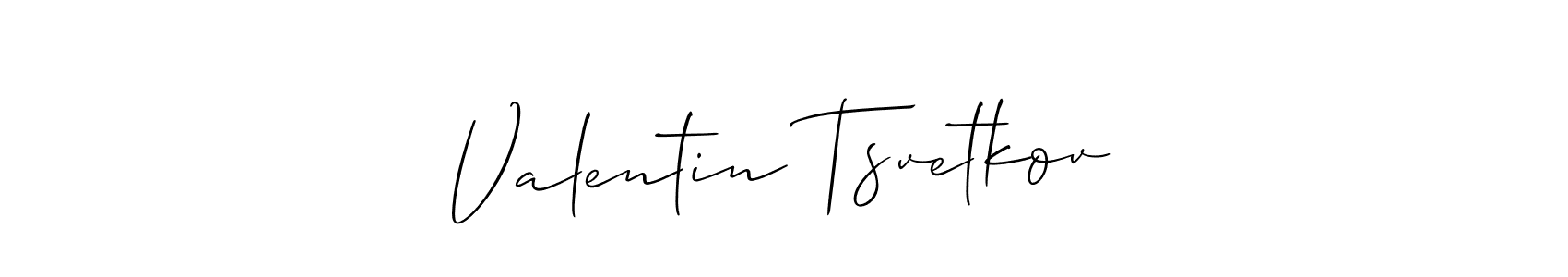 How to make Valentin Tsvetkov name signature. Use Allison_Script style for creating short signs online. This is the latest handwritten sign. Valentin Tsvetkov signature style 2 images and pictures png