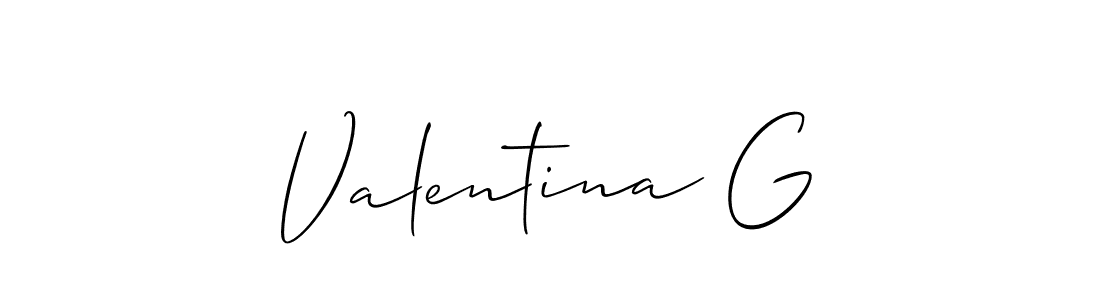 Allison_Script is a professional signature style that is perfect for those who want to add a touch of class to their signature. It is also a great choice for those who want to make their signature more unique. Get Valentina G name to fancy signature for free. Valentina G signature style 2 images and pictures png