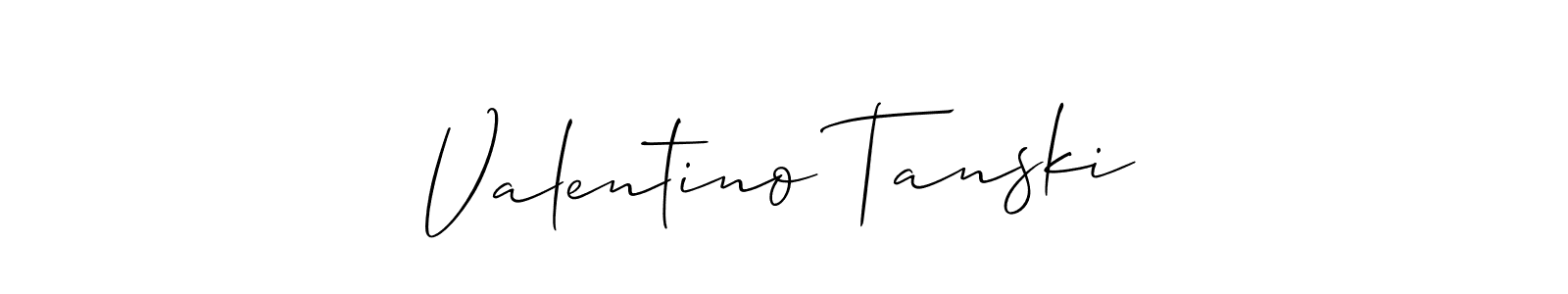 The best way (Allison_Script) to make a short signature is to pick only two or three words in your name. The name Valentino Tanski include a total of six letters. For converting this name. Valentino Tanski signature style 2 images and pictures png