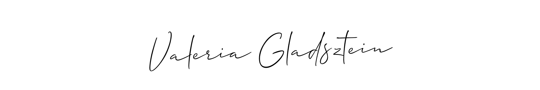 Make a beautiful signature design for name Valeria Gladsztein. With this signature (Allison_Script) style, you can create a handwritten signature for free. Valeria Gladsztein signature style 2 images and pictures png