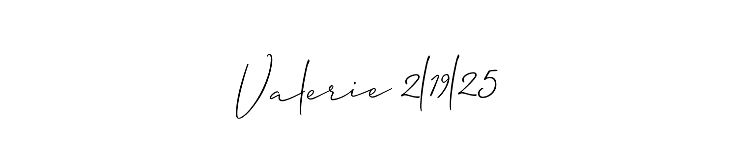 Make a beautiful signature design for name Valerie 2l19l25. With this signature (Allison_Script) style, you can create a handwritten signature for free. Valerie 2l19l25 signature style 2 images and pictures png