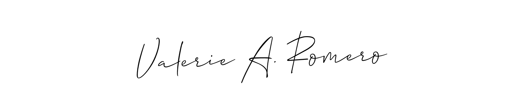 Create a beautiful signature design for name Valerie A. Romero. With this signature (Allison_Script) fonts, you can make a handwritten signature for free. Valerie A. Romero signature style 2 images and pictures png