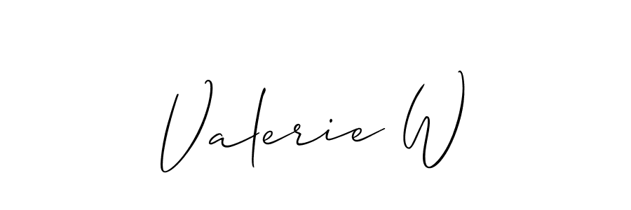 How to make Valerie W name signature. Use Allison_Script style for creating short signs online. This is the latest handwritten sign. Valerie W signature style 2 images and pictures png