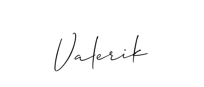 It looks lik you need a new signature style for name Valerik. Design unique handwritten (Allison_Script) signature with our free signature maker in just a few clicks. Valerik signature style 2 images and pictures png