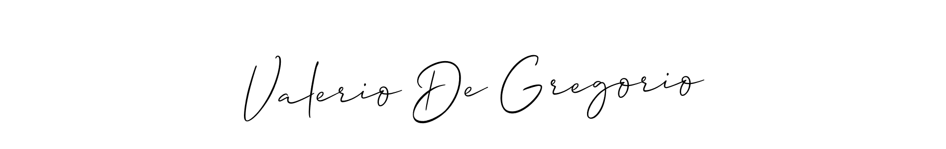 The best way (Allison_Script) to make a short signature is to pick only two or three words in your name. The name Valerio De Gregorio include a total of six letters. For converting this name. Valerio De Gregorio signature style 2 images and pictures png