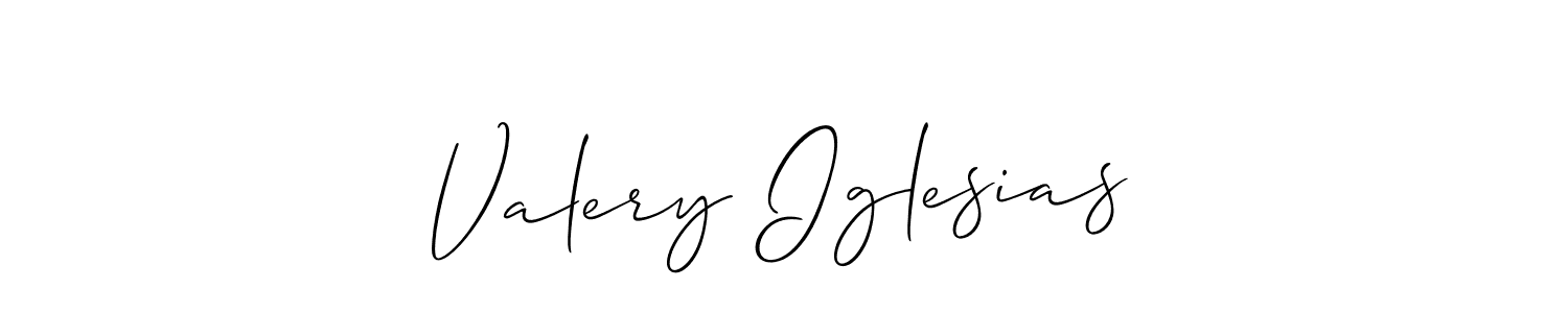 You should practise on your own different ways (Allison_Script) to write your name (Valery Iglesias) in signature. don't let someone else do it for you. Valery Iglesias signature style 2 images and pictures png