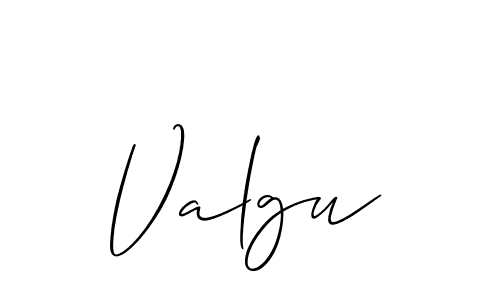 You should practise on your own different ways (Allison_Script) to write your name (Valgu) in signature. don't let someone else do it for you. Valgu signature style 2 images and pictures png