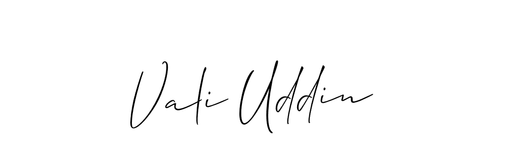 The best way (Allison_Script) to make a short signature is to pick only two or three words in your name. The name Vali Uddin include a total of six letters. For converting this name. Vali Uddin signature style 2 images and pictures png