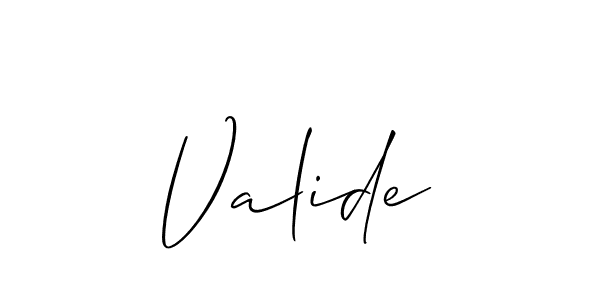 Make a beautiful signature design for name Valide. With this signature (Allison_Script) style, you can create a handwritten signature for free. Valide signature style 2 images and pictures png