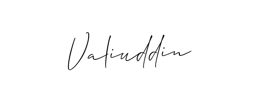 How to make Valiuddin name signature. Use Allison_Script style for creating short signs online. This is the latest handwritten sign. Valiuddin signature style 2 images and pictures png