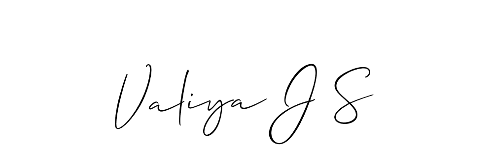 Also You can easily find your signature by using the search form. We will create Valiya J S name handwritten signature images for you free of cost using Allison_Script sign style. Valiya J S signature style 2 images and pictures png