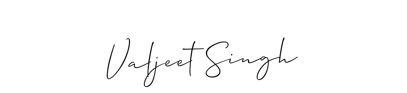 Create a beautiful signature design for name Valjeet Singh. With this signature (Allison_Script) fonts, you can make a handwritten signature for free. Valjeet Singh signature style 2 images and pictures png