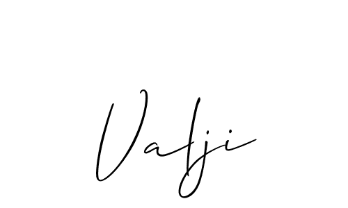 Use a signature maker to create a handwritten signature online. With this signature software, you can design (Allison_Script) your own signature for name Valji. Valji signature style 2 images and pictures png