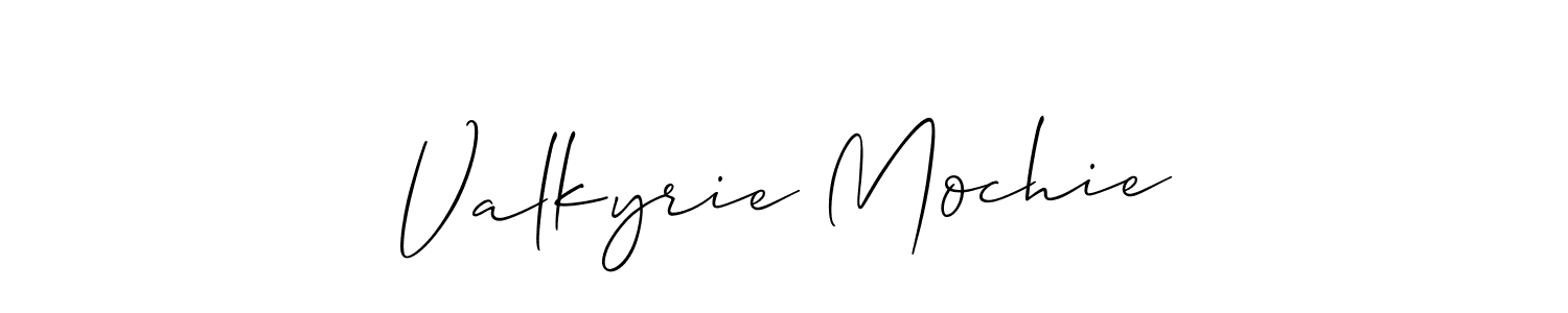 Make a beautiful signature design for name Valkyrie Mochie. With this signature (Allison_Script) style, you can create a handwritten signature for free. Valkyrie Mochie signature style 2 images and pictures png