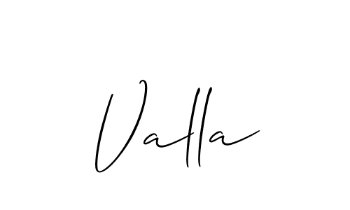 Design your own signature with our free online signature maker. With this signature software, you can create a handwritten (Allison_Script) signature for name Valla. Valla signature style 2 images and pictures png