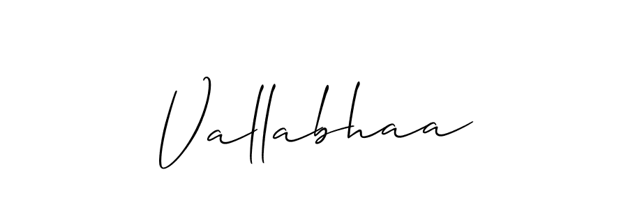 Use a signature maker to create a handwritten signature online. With this signature software, you can design (Allison_Script) your own signature for name Vallabhaa. Vallabhaa signature style 2 images and pictures png