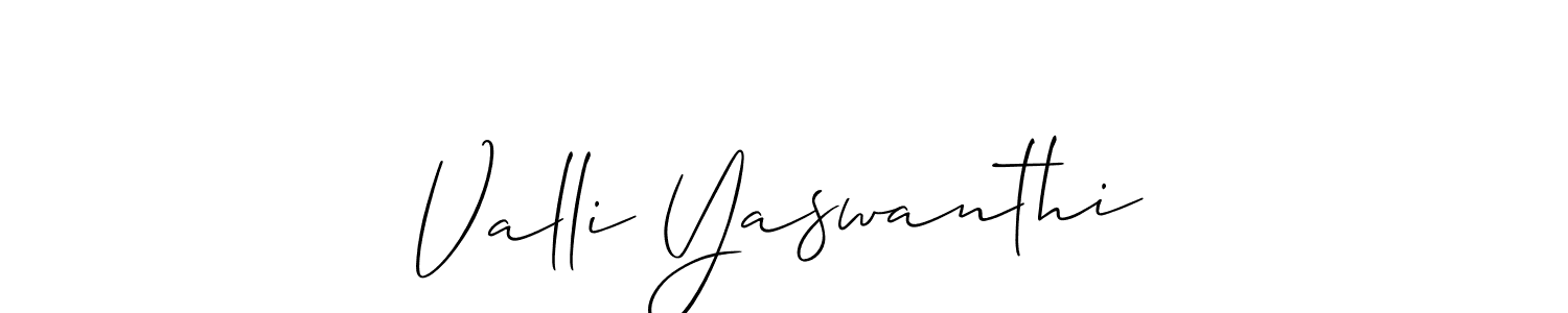 Allison_Script is a professional signature style that is perfect for those who want to add a touch of class to their signature. It is also a great choice for those who want to make their signature more unique. Get Valli Yaswanthi name to fancy signature for free. Valli Yaswanthi signature style 2 images and pictures png