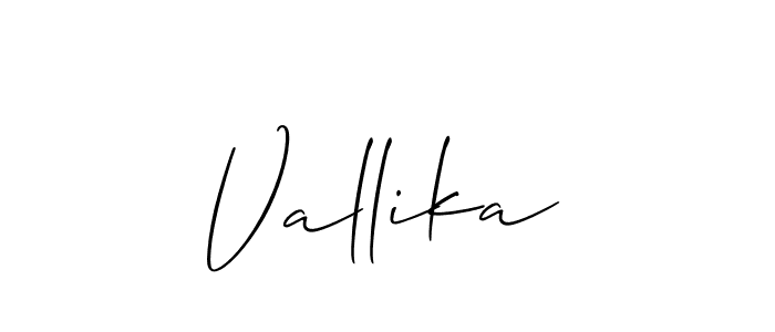 Make a beautiful signature design for name Vallika. With this signature (Allison_Script) style, you can create a handwritten signature for free. Vallika signature style 2 images and pictures png