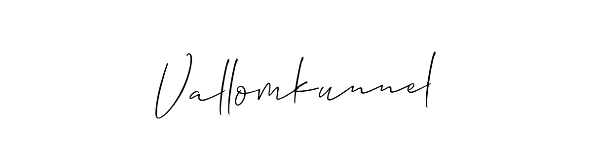 The best way (Allison_Script) to make a short signature is to pick only two or three words in your name. The name Vallomkunnel include a total of six letters. For converting this name. Vallomkunnel signature style 2 images and pictures png