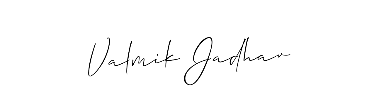 You should practise on your own different ways (Allison_Script) to write your name (Valmik Jadhav) in signature. don't let someone else do it for you. Valmik Jadhav signature style 2 images and pictures png