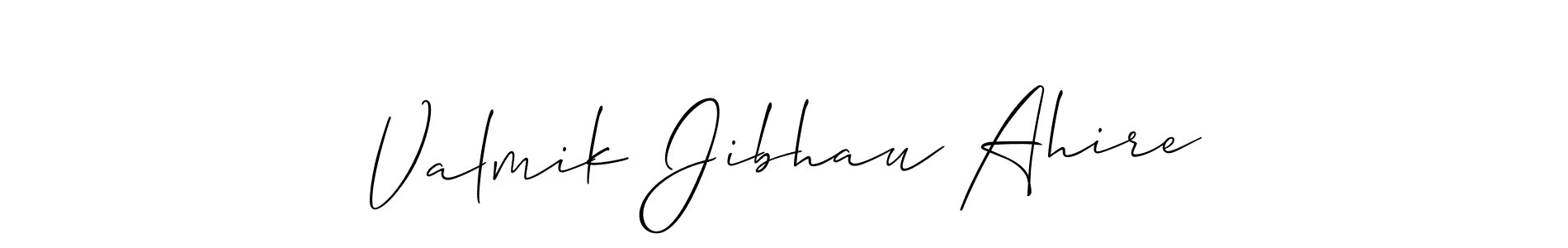 Also we have Valmik Jibhau Ahire name is the best signature style. Create professional handwritten signature collection using Allison_Script autograph style. Valmik Jibhau Ahire signature style 2 images and pictures png