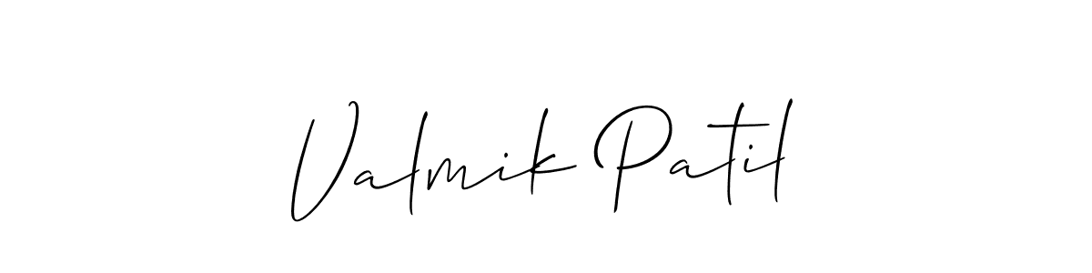 You should practise on your own different ways (Allison_Script) to write your name (Valmik Patil) in signature. don't let someone else do it for you. Valmik Patil signature style 2 images and pictures png