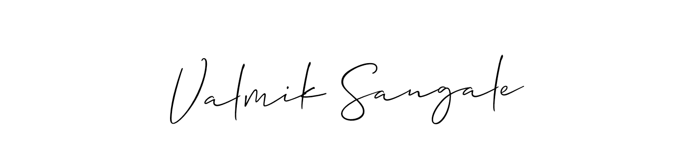 Make a short Valmik Sangale signature style. Manage your documents anywhere anytime using Allison_Script. Create and add eSignatures, submit forms, share and send files easily. Valmik Sangale signature style 2 images and pictures png