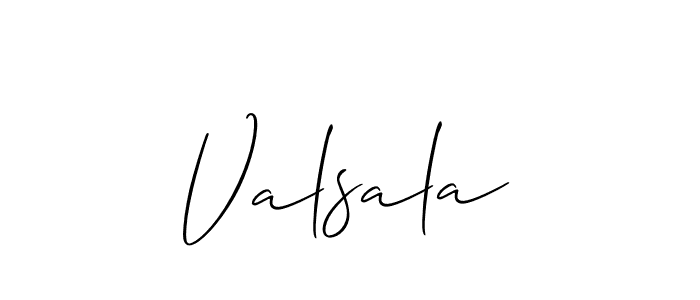 Design your own signature with our free online signature maker. With this signature software, you can create a handwritten (Allison_Script) signature for name Valsala. Valsala signature style 2 images and pictures png