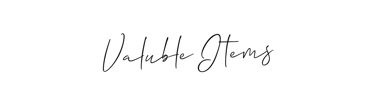 Make a beautiful signature design for name Valuble Items. With this signature (Allison_Script) style, you can create a handwritten signature for free. Valuble Items signature style 2 images and pictures png