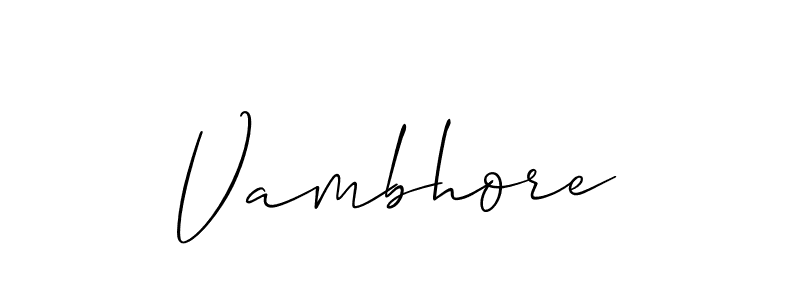 Make a beautiful signature design for name Vambhore. With this signature (Allison_Script) style, you can create a handwritten signature for free. Vambhore signature style 2 images and pictures png