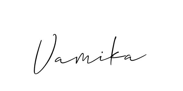 Create a beautiful signature design for name Vamika. With this signature (Allison_Script) fonts, you can make a handwritten signature for free. Vamika signature style 2 images and pictures png