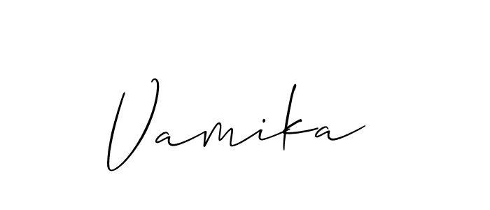 Vamika  stylish signature style. Best Handwritten Sign (Allison_Script) for my name. Handwritten Signature Collection Ideas for my name Vamika . Vamika  signature style 2 images and pictures png