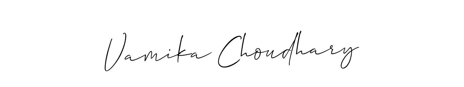 How to make Vamika Choudhary name signature. Use Allison_Script style for creating short signs online. This is the latest handwritten sign. Vamika Choudhary signature style 2 images and pictures png
