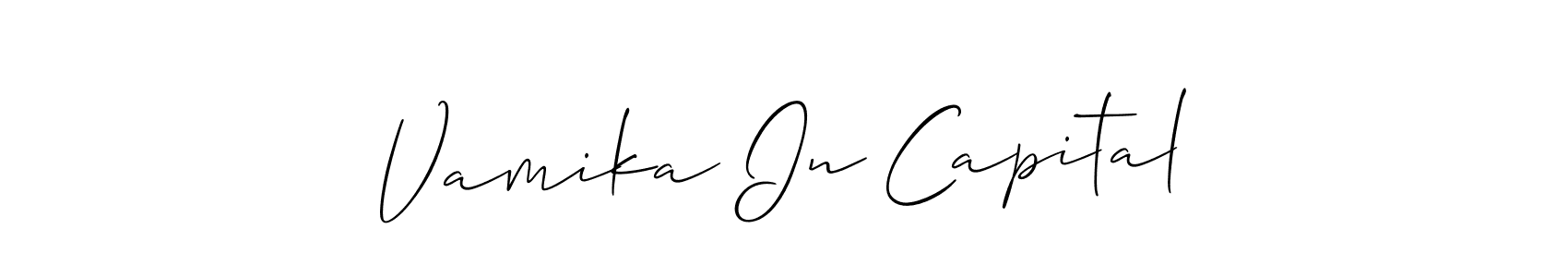 How to Draw Vamika In Capital signature style? Allison_Script is a latest design signature styles for name Vamika In Capital. Vamika In Capital signature style 2 images and pictures png