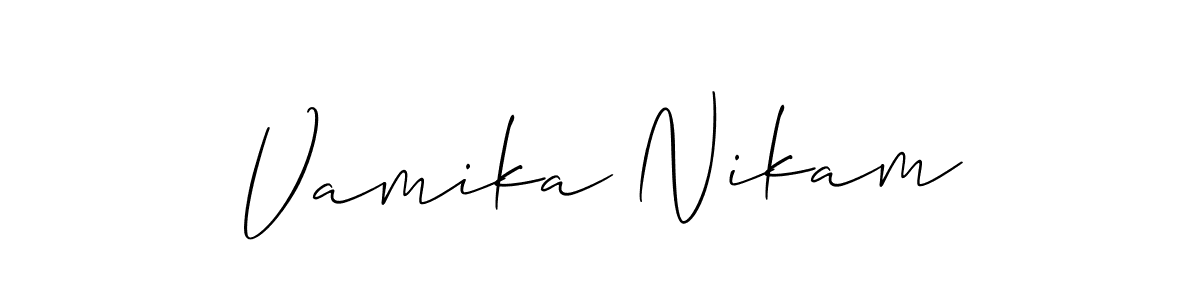 Design your own signature with our free online signature maker. With this signature software, you can create a handwritten (Allison_Script) signature for name Vamika Nikam. Vamika Nikam signature style 2 images and pictures png