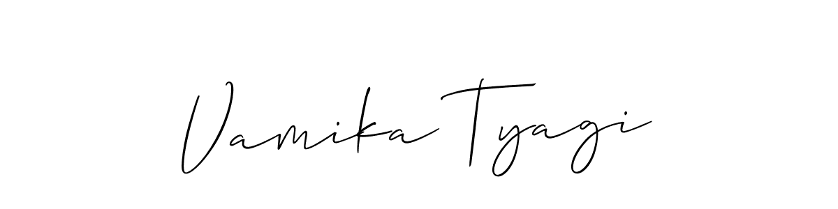 Create a beautiful signature design for name Vamika Tyagi. With this signature (Allison_Script) fonts, you can make a handwritten signature for free. Vamika Tyagi signature style 2 images and pictures png