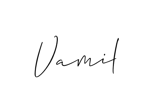 Design your own signature with our free online signature maker. With this signature software, you can create a handwritten (Allison_Script) signature for name Vamil. Vamil signature style 2 images and pictures png