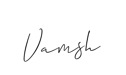 Similarly Allison_Script is the best handwritten signature design. Signature creator online .You can use it as an online autograph creator for name Vamsh. Vamsh signature style 2 images and pictures png