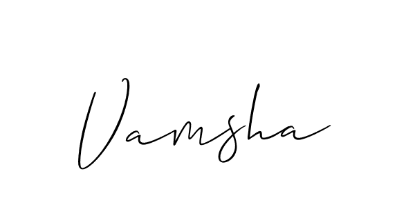 Use a signature maker to create a handwritten signature online. With this signature software, you can design (Allison_Script) your own signature for name Vamsha. Vamsha signature style 2 images and pictures png
