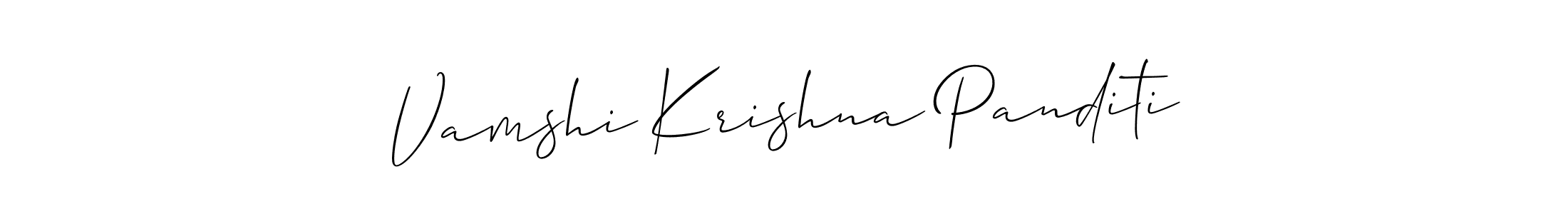Also You can easily find your signature by using the search form. We will create Vamshi Krishna Panditi name handwritten signature images for you free of cost using Allison_Script sign style. Vamshi Krishna Panditi signature style 2 images and pictures png