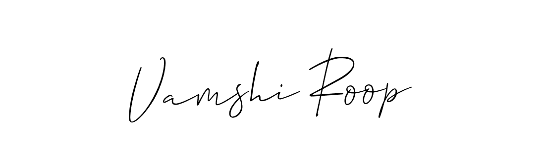 How to make Vamshi Roop name signature. Use Allison_Script style for creating short signs online. This is the latest handwritten sign. Vamshi Roop signature style 2 images and pictures png