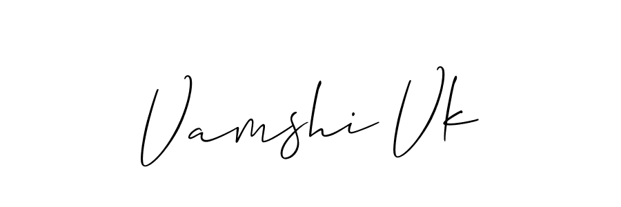 Similarly Allison_Script is the best handwritten signature design. Signature creator online .You can use it as an online autograph creator for name Vamshi Vk. Vamshi Vk signature style 2 images and pictures png