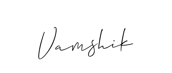 How to make Vamshik name signature. Use Allison_Script style for creating short signs online. This is the latest handwritten sign. Vamshik signature style 2 images and pictures png