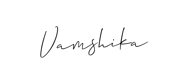 Similarly Allison_Script is the best handwritten signature design. Signature creator online .You can use it as an online autograph creator for name Vamshika. Vamshika signature style 2 images and pictures png