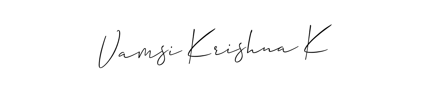 Also we have Vamsi Krishna K name is the best signature style. Create professional handwritten signature collection using Allison_Script autograph style. Vamsi Krishna K signature style 2 images and pictures png